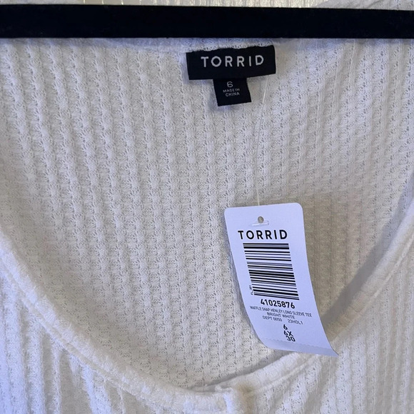 Torrid 6 waffle snap henley long sleeve t shirt bright white New with callout - Picture 5 of 6